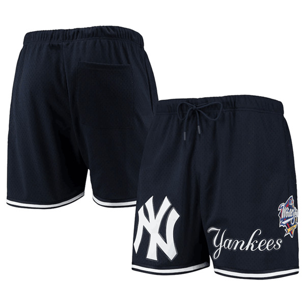 Men's New York Yankees Navy Team Logo Mesh Shorts - Click Image to Close